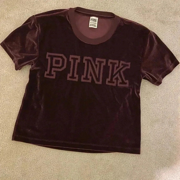VS PINK velour short sleeve top X-small like new - Picture 1 of 6